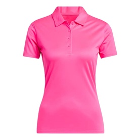 Adidas Golf women's Solar Pink short sleeve polo shirt with button placket and collared neckline