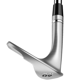 TaylorMade wedge in silver finish, 60-degree loft, showing hosel and grooved clubface against white background