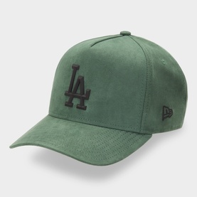 New Era LA Dodgers dark green suede-effect 9FORTY A-Frame snapback cap with tonal black embroidered logo