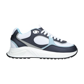 Cleens blue chunky trainer with white and light blue panels, grey metallic accent, and thick white sole