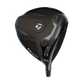 TaylorMade Qi10 golf driver in black carbon finish, 9.0 loft, with dark shaft, shown from front angle