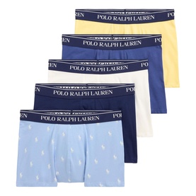 Ralph Lauren Boxers Multi Pack, 5-pack in navy, white, yellow and light blue with logo waistbands