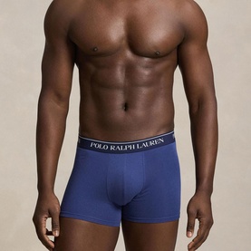 Model wearing Ralph Lauren Boxers Multi Pack in navy with white Polo Ralph Lauren branded waistband.