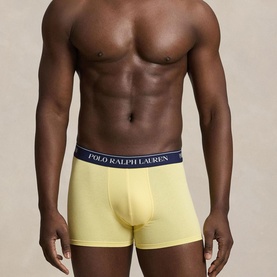 Model wearing Ralph Lauren Boxers Multi Pack in yellow with navy branded waistband.