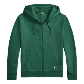 Ralph Lauren Verano Green zip-through hoodie with kangaroo pockets, drawstring hood, and embroidered Polo Pony logo