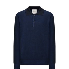 Badge Logo Textured Polo Sweater