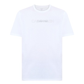 Calvin Klein Graphic Logo T-Shirt in Bright White, crew neck, short sleeves, contrast graphic logo lettering across chest, straight hem
