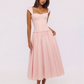 Kaia Cap-Sleeved Flared Dress