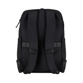 Lululemon Everyday Backpack 21L in Black/Graphite Grey, rear view showing padded shoulder straps and top zip compartment