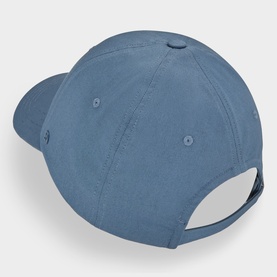 Lululemon Steel Blue baseball cap, rear view showing structured panels, eyelet detail and adjustable back strap closure.