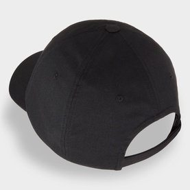 Lululemon black baseball cap, rear view showing structured crown, six-panel construction and adjustable strap closure.