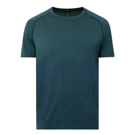 Lululemon Metal Vent Tech Short-Sleeve T-Shirt in Green Cove/Club Blue, ribbed raglan sleeves, crew neck, relaxed fit