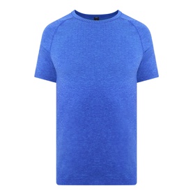 Lululemon Metal Vent Tech Short-Sleeve T-Shirt in Ocean Wave/Beach Ball Blue, ribbed texture, raglan sleeves, crew neck