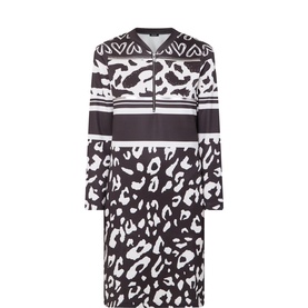 Printed Zip-Neck Shift Dress