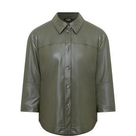 Faux Leather Shirt Jacket