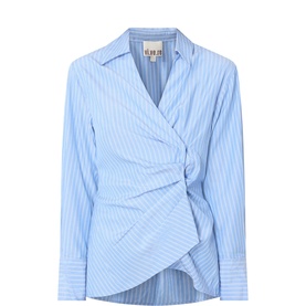 Lark Pleated Wrap Striped Shirt