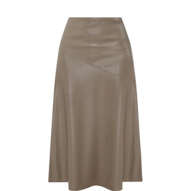 Rana Faux Leather Flared Skirt