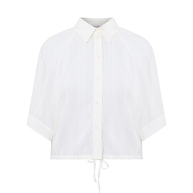 Textured Drawstring Blouse