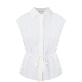 Textured Waist-Tie Blouse