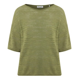 Marc O Polo Shaded Fern linen-cotton knit top with batwing sleeves, wide boat neckline and relaxed boxy fit