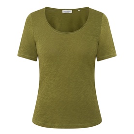 Marc O Polo Solid Slub T-Shirt in Shaded Fern, scoop neckline with rolled edge trim, short sleeves, straight hem, slub jersey finish