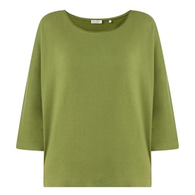 Marc O Polo Shaded Fern cotton T-shirt with bateau neckline and relaxed three-quarter length sleeves