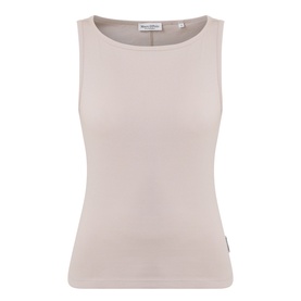 Marc O Polo Linen Beige cotton sleeveless tank top with boat neckline and relaxed fit