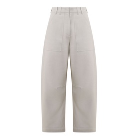 Marc O Polo Linen Beige wide-leg trousers with curved silhouette, patch pockets, and elasticated waistband detail