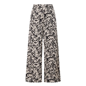 Marc O Polo Floral Wide Leg Trousers in black multi, wide-leg silhouette with elasticated waistband and all-over floral print