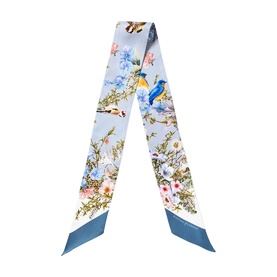 Edwardian Floral Skinny Silk Scarf