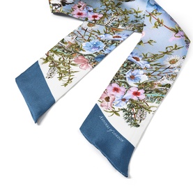 Edwardian Floral Skinny Silk Scarf