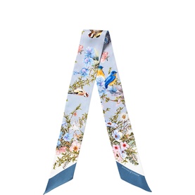 Edwardian Floral Skinny Silk Scarf