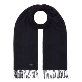 Eton Logo Patchwork Fringe Scarf in beige, 100% wool, oblong shape with fringed ends and subtle logo patch detail.