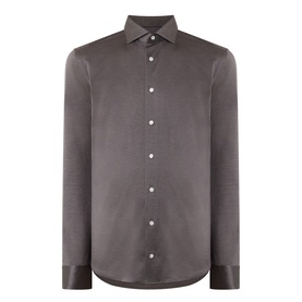 Eton Fid De Scozia Single-Cuff Shirt in dark brown, pointed collar, front button fastening, buttoned cuffs, sateen finish