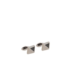 Eton Stone Inlay Cufflinks in gold-toned brass with black stone inlay pyramid detail, square face silhouette.
