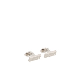 Eton Hammer Logo Cufflinks in silver-tone brass with textured rectangular face and T-bar fastening