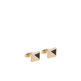 Eton Stone Inlay Cufflinks in black, square gold-tone brass with black stone triangle inlay detail, toggle fastening