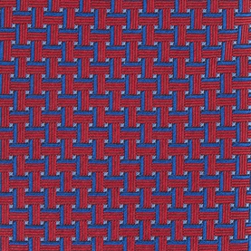 Eton Geometric Silk Tie in navy blue and red woven basket-pattern print, 100% silk, wide blade with pointed tip.