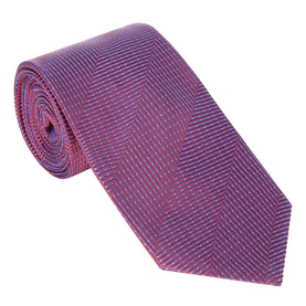 Eton Herringbone Silk Tie in red, 100% silk with tonal woven pattern, wide blade and pointed tip, rolled to show texture