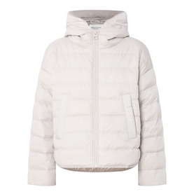 Marc O Polo Linen Beige quilted hooded puffer coat with zip fastening and front pockets