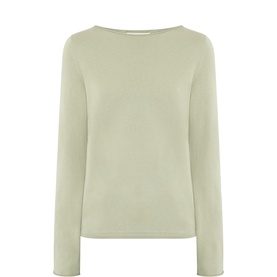 Marc O Polo Smooth Sage knit jumper with boat neckline and long sleeves, in a wool-viscose blend