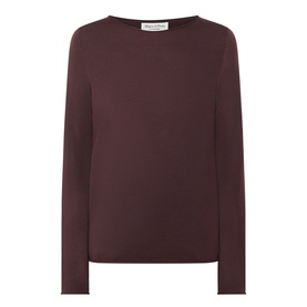 Marc O Polo Black Cherry 100% virgin wool crew neck jumper with long sleeves and relaxed fit