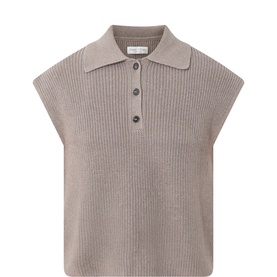 Ribbed-Knit Polo Sweater