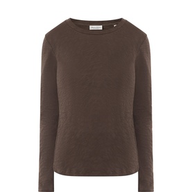 Marc O Polo Burnt Coffee long-sleeve cotton T-shirt with round neck and relaxed fit, no model