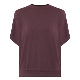 Marc O Polo Black Cherry modal cotton T-shirt with crew neck, short batwing sleeves and ribbed hem