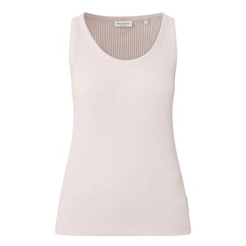 Marc O Polo Natural ribbed sleeveless vest top with scoop neckline, cotton modal blend in pale beige tone