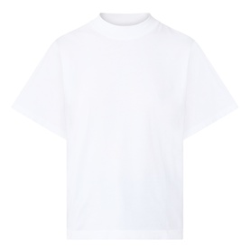 Marc O Polo white cotton T-shirt with mock neck and short sleeves, relaxed fit