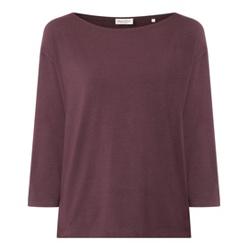 Marc O Polo Black Cherry modal-cotton T-shirt with bateau neckline and three-quarter sleeves, relaxed fit