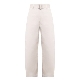 Marc O Polo Natural wide-leg belted trousers in cotton-lyocell blend, relaxed fit with self-fabric buckle belt