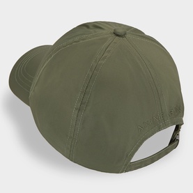 Anine Bing Jeremy Logo Baseball Cap in Army Green, rear view showing six-panel cotton construction and adjustable fastening